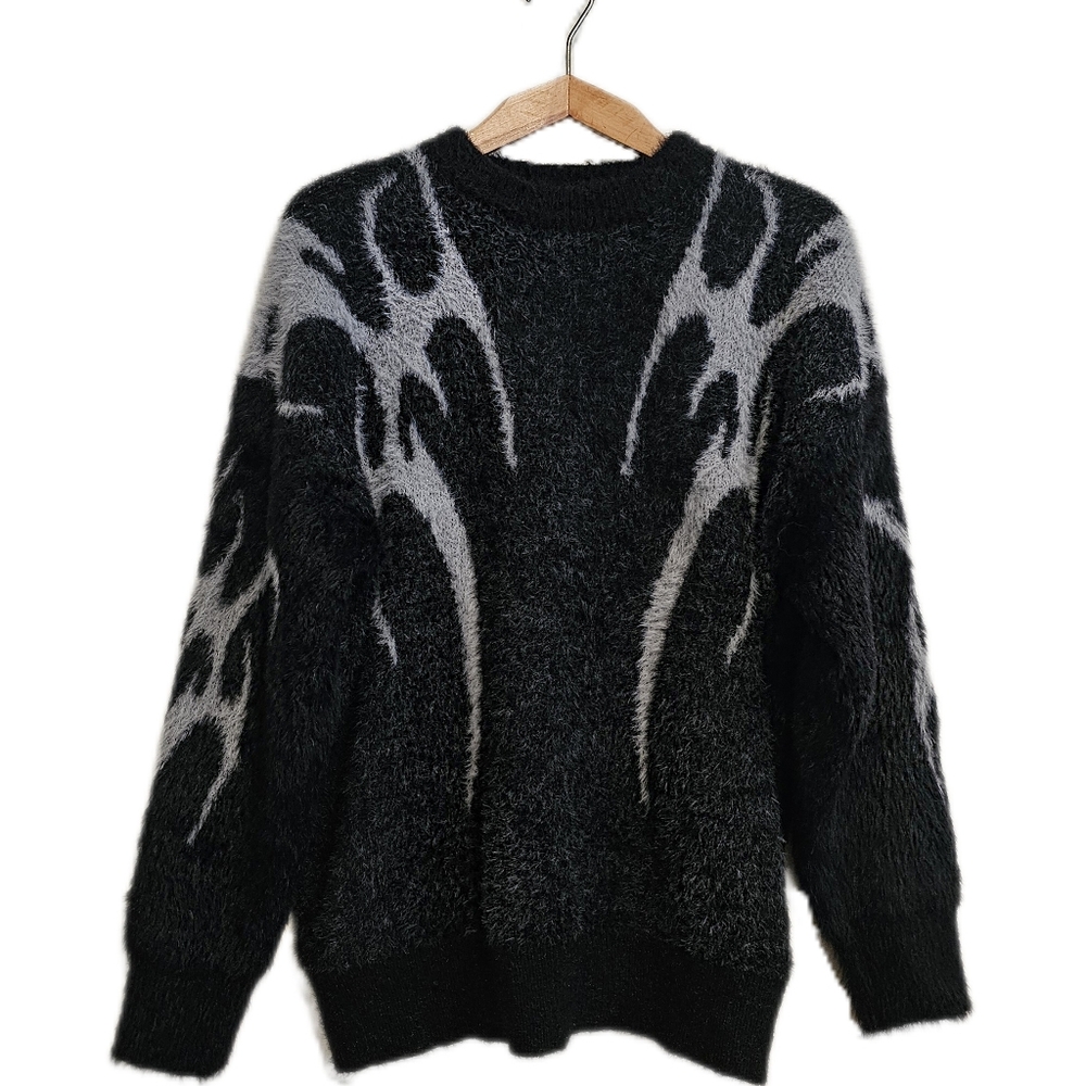 Black Smokey Fuzzy Pullover Sweater